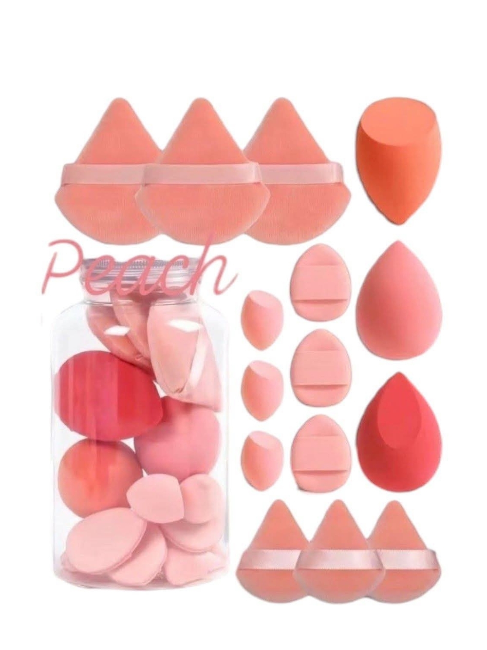 Peach Makeup Sponge & Puff Set for Women Bath & Body